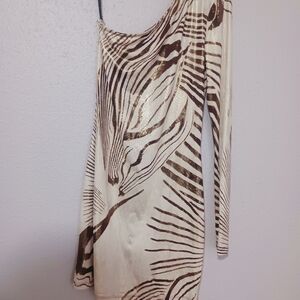 One-Shoulder Zebra Print Mini Dress